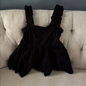 Altar’d State Black Sleeveless Ruffle Top